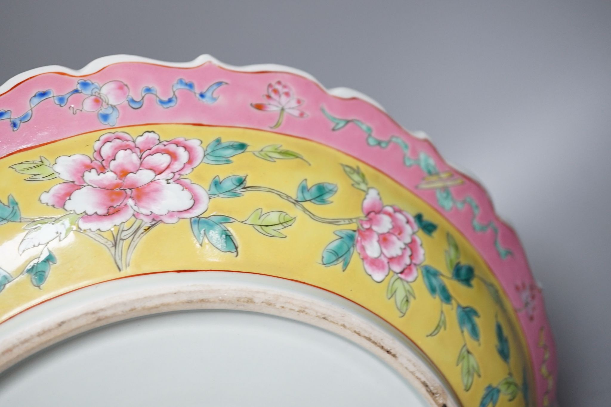 A Chinese Straits style famille rose dish, 37cm